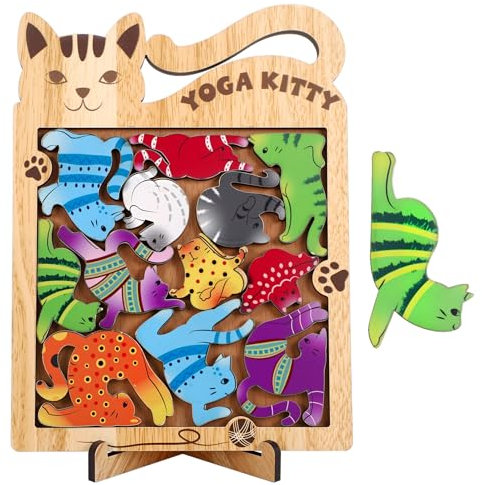 Cats Wooden Puzzle,Super Challenging Kitten Puzzles Wooden Jigsaws Cat Gifts for Women, Kitten Ornament Wood Puzzles Crazy Cat Lady Gifts,IQ Puzzle for Festival Birthday Cats Lover Present