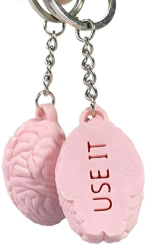 Tizee Lot de 2 porte-clés anatomiques en forme de cerveau – Pendentif organe imprimé 3D, cerveau réaliste rose pour homme et femme, breloque de sac, cadeau gag