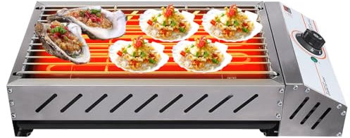 Elektrogrill Tischgrill, 2500 Watt Elektrogrill für Balkon, Camping Grill aus Edelstahl mit Abnehmbarer Fettbehälter, Tragbar Elektro Grill für Drinnen und Draußen