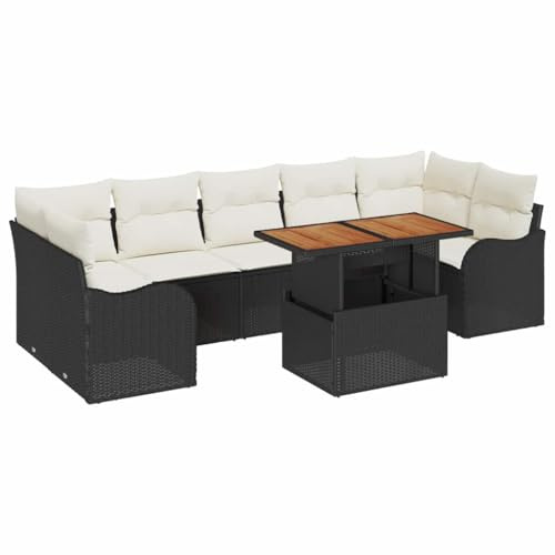 vidaXL Garten-Sofa-Set 8 STK. Schwarz Poly Rattan