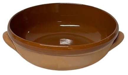 Casserole bordée en terre cuite semi-maltée 24 cm - Plaque artisanale de four avec bord élevé - Fait main en Italie - Idéal pour les soupes, ragoûts et cuissons longues