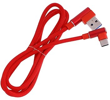 HOMOBABE Cable Usb Tipo c Trenzado 1m Ángulo De 90 Grados Para Carga Rápida y Datos, Compatible Móviles, Diseño Flexible Rojo Para Usuarios Móviles