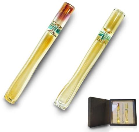 PAASTAI 2Pcs Glass Cigarette Holder,Handmade Glass Smoking Pipes,3’’Cigarette Mouthpiece for Smoking.