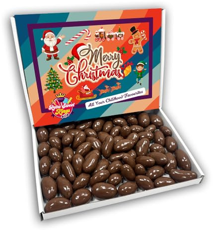 Milk Chocolate Brazils Merry Christmas Chocolate Gift Box Hamper (RETRO CHRISTMAS FRONT)