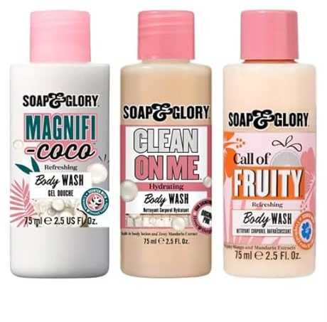 Soap & Glory Mini Gift Set, 3 x 75ml Body Washes, Original Pink, Magnificoco, Call of Fruity Fragrances, Pink
