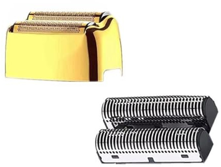 Ersatzklingenfolie und Scherkopf-Set, kompatibel mit Kemei KM-TX1/KM-TX3 Elektrorasierer-Zubehör(Gold)