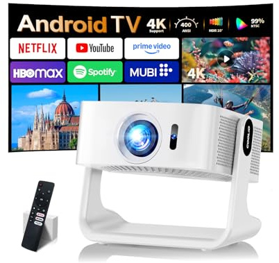 Beamer Kompatibel mit Netflix 2026 Neuer 4K Projektor mit 5G WiFi 6 und Bluetooth 5.4 Tragbarer Beamer 1080P Native mit Auto Focus & Keystone, für Zuhause, Outdoor und Schlafzimmer Projektor, Weiß