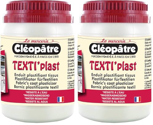 Cléopâtre TEX1-250 Colle Enduit plastifiant pour Textile et Tissus, Transparent (Lot de 2)