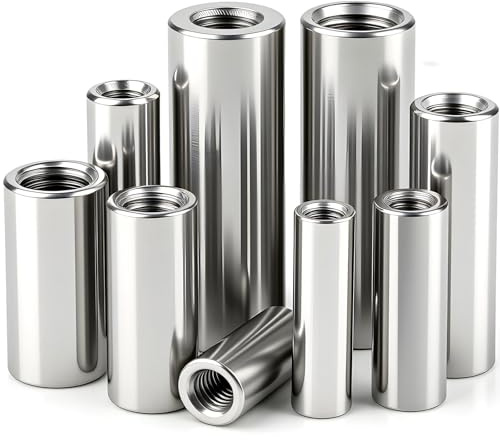 qjuwhua 8 Stück M8 Runde Gewindemuffen M8x50x12mm Rundmuffen 304 Edelstahl Verbindungsmuttern Langmutter Kupplungsmutter Innengewinde Distanzmuffen Stabmutter für Maschinen Möbel Elektronikgeräte