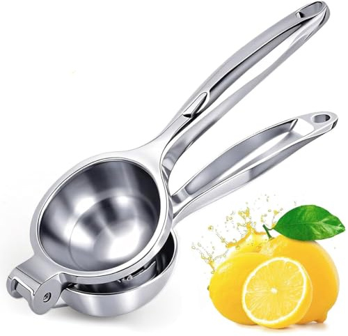 QiMan Zitronenpresse Edelstahl, Zitruspresse,Saftpresse Manuell, 100% Auspresstechnik, Limettenpresse Klein, Orangenpresse Manuell, Granatapfelpresse, Obstpresse, Spülmaschinengeeignet