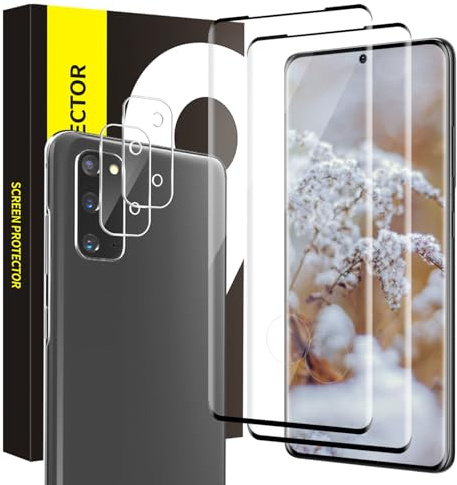 Bodyguard Verre Trempé pour Samsung Galaxy S20 Plus 5G, Dureté 9h Rayures Protection Écran, Anti-empreintes Digitales, 3D Sans Bulles, 2+2 Pack Ultra Slim HD S20 Plus Vitre Protection+film d'objectif