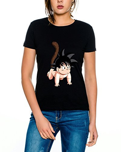 Dragon Vegeta Ball Son Goku Roshi DBZ Kult Fun Manga Anime Damen T-Shirt, Farbe:Schwarz;Größe:L