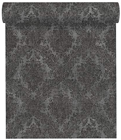 A.S. Création Vliestapete Secret Garden Tapete mit Ornamenten barock 10,05 m x 0,53 m grau metallic schwarz Made in Germany 336078 33607-8