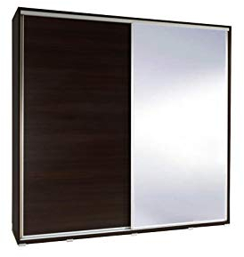 Kleiderschrank mit Spiegel Schrank Garderobe Zweitürenschrank Schwebetürenschrank Schwebetüren 2-Türig Cleo 205 cm (Wenge)