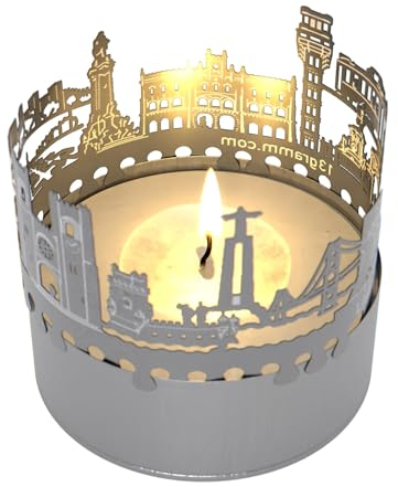 13gramm Lissabon Skyline Schattenspiel - Kerzenaufsatz mit magischem Lichtspiel, perfektes Souvenir und Geschenk für Lissabon Fans und Weltenbummler