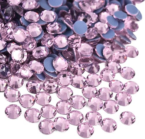 Jollin, Strass termoadesivi con retro piatto, in vetro, adatti come diamanti e gemme, 6,4 mm, (30 SS, 288 pezzi, rosa)
