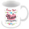MUGGZ Personalised Mug with Name Nan - Love Heart & Flowers Design Cup