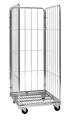 Lagerino Rollcontainer 3 Seiten, 720x800x1800 mm, 400 kg Tragfähigkeit, Verzinkt, mit Bremsen