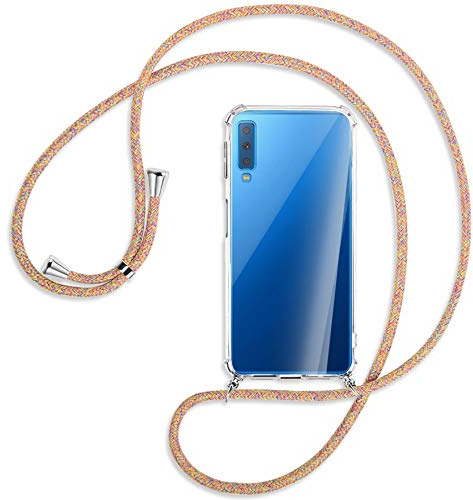 mtb more energy Handykette kompatibel mit Samsung Galaxy A7 2018 (Duos) SM-A750 (FN/DS, 6.0'') - Rainbow - Smartphone Hülle zum Umhängen - Anti Shock Full TPU Case