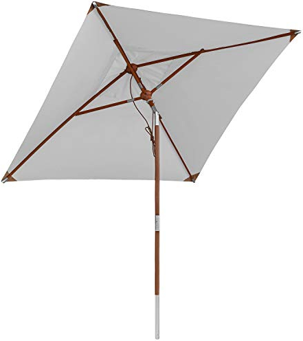 anndora Sonnenschirm 200x200cm Holz Streben mit Dreh-Kipp-Mechanismus 2x2 m eckig Hellgrau