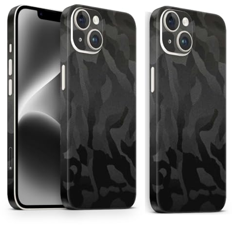 TF Skins passend für iPhone 13 Skin (2X Stück) Schutzfolie für die Rückseite und Seiten in edler Optik inkl. Kameraschutz Schutz vor Kratzern (Shadow Black)