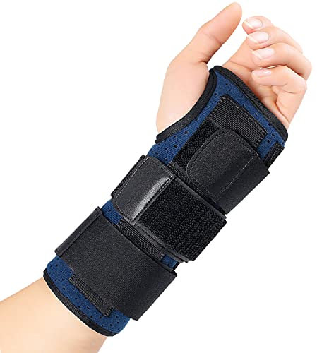 FITTOO Karpaltunnel Handgelenkbandage, Verstellbare Orthopädische Palmarschiene, Handgelenkstütze für Männer und Frauen zur Schmerzlinderung, Sehnenentzündung, Arthritis(Blau, groß - Linke Hand)