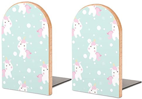 Lot De 2 Serre-Livres Cheval Mignon Rose Support De Livre Antidérapant en Bois pour Bibliothèque De Bureau