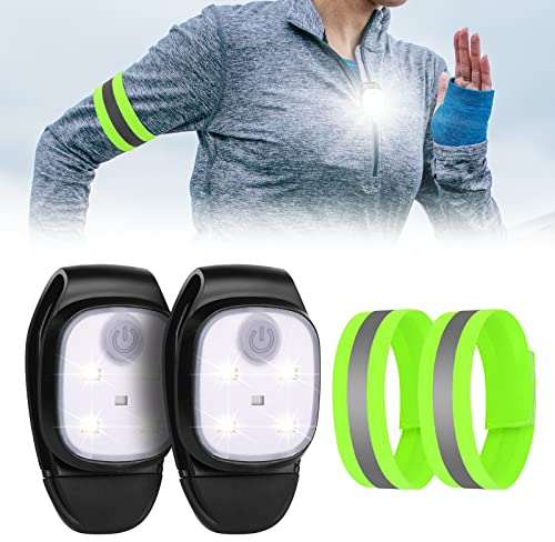 URAQT Running Lights - USB Rechargeable LED Outdoor Night Clip-on Super Bright Walking Lights for Runners, Joggers, Camping, Hiking, Dog Walks (2 pc)