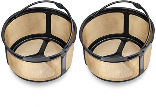 Reusable 8-12 Cup Basket Gold Mesh Coffee Filter for Keurig K-Duo Essentials and K Duo Brewers Machine, Replaces your Paper Coffee Filters, BPA Free (2 Pack)