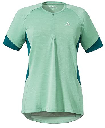 Schöffel Damen Shirt Auvergne L, geruchshemmendes Radtrikot, schnell trocknendes Funktionsshirt mit Taschen, matcha mint, 36