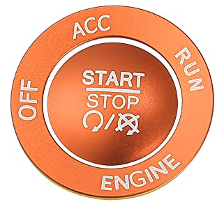 X AUTOHAUX Start Stopp Knopf Abdeckungskit für Automotoren Ein Klick Startknopf Aufkleber Orange