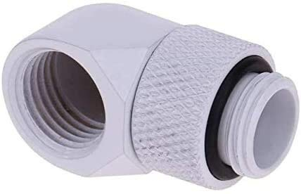 MERAXI Gewindefittings Schnellkupplung G1/4 Gewinde 90 Grad Fitting Adapter Messing Drehfitting Wasserkühler Anschluss for Computer PC Wasserkühlung Universal Wasserhahn Konverter (Farbe : Weiß)