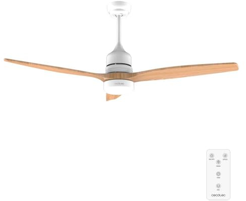Cecotec Ventilador de Techo con Luz EnergySilence Aero 5275 LightWood. 40W y 52, Motor DC, Mando a distancia, Luz LED doble altura, Temporizador, Modo winter-summer