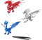 Metal Earth Premium Serie 3D Metall Modellbausätze Drache 3er Set - Silber - Blau - Rot Bündel mit Pinzette