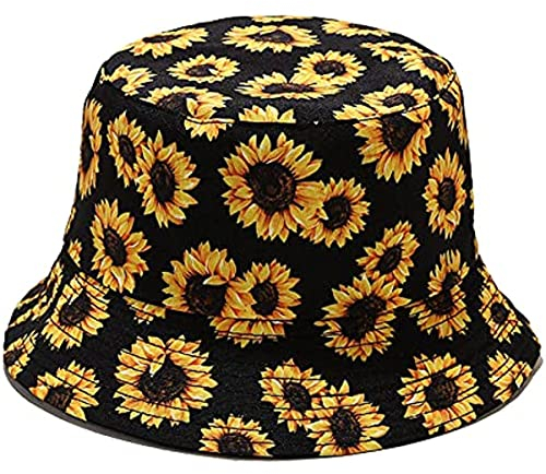 DRESHOW Unisex Print Double-Side-Wear Reversible Bucket Hat Fisherman Wide Brim Beach Sun Hat