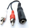 DRUT 10cm 6.35mm Stereo Jack Socket to Twin RCA Phono Plugs Adapter Cable Extension