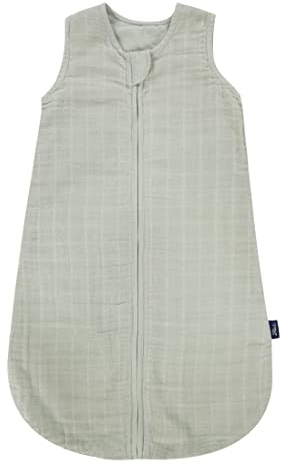 Alvi Babyschlafsack Mull atmungsaktiv mit Babylöffel DeinKinderland| Baby-Schlafsack ärmellos Jungen und Mädchen | leichter Sommerschlafsack | Außensack (uni grün, 110cm)
