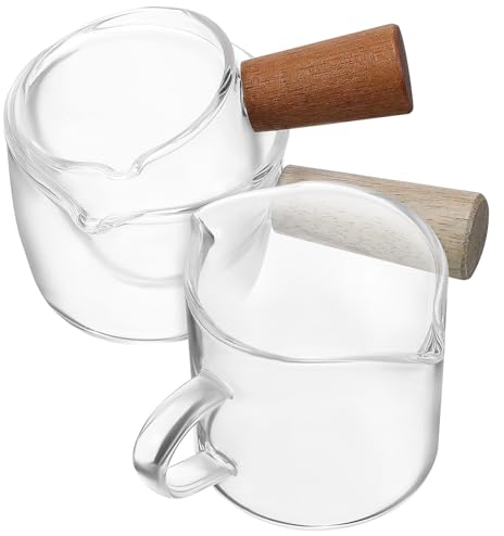 Kichvoe 3pcs Small Creamer Pitcher Glass Espresso Shot Cups Pitcher Milk Coffee Jug Sauce Container-50ml-100ml-120ml