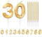 HONGCI Gold 30th Birthday Candle Number 30 Candles for Birthday Cake with Gold Long Candles, Age 30 Birthday Candles for Cake, 30 Year Birthday Cake Topper Decorations for Women Men Birthday Gold
