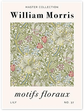 Motifs Floraux - Lily Poster von William Morris 50 x 70 cm Grün Wandbilder Wanddeko