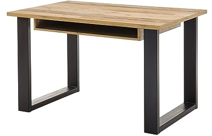 Furn.Design Schreibtisch Holz Used Wood hell und schwarz/anthrazit Computertisch Laptoptisch für Homeoffice und Büro Gamingtisch Arbeitstisch Arbeitsplatz 125 x 60 cm Stove