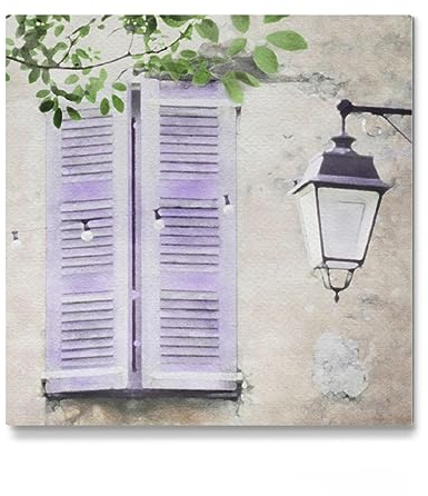 artboxONE Galerie-Print 40x40 cm Lila Fensterläden hochwertiges Acrylglas auf Alu-Dibond Bild - Wandbild von Riley B