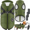 LOVPET® Hundejacke Hundemantel mit Geschirr, inkl. 45 Stück Kotbeutel + Spender, Hunde Winterweste gefüttert wasserdicht, Gepolsterte Weste Mit Brustgurt, Reflektoren, D-Ring 2XL, Khaki