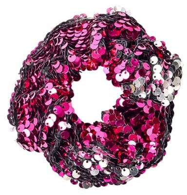 Yurosiay Pailletten Haargummi Elastische Glitzer Bunt Meerjungfrau Funkelnde Hair Scrunchies Mode Pferdeschwanz Halter Haarschmuck für Mädchen Rosarot