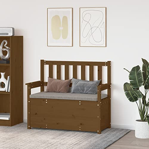 ZEYUAN Sitzbank Honigbraun 112,5x51,5x96,5 cm Massivholz Kiefer, Flur Möbel, Sitzbank Esszimmer, Bettbank, Flur Deko, Sitzhocker, Truhenbank, Schlafzimmer Möbel, Truhenbank