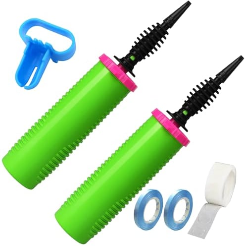 ouyili Balloon Pump Hand Two-Way Dual Action inflate 2Pack and Balloon Tying Tool in One, Handheld Air Pump Portable Manual Balloons Inflators for Party with Extra Accessories (green)