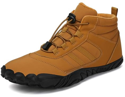 Chaussures pieds nus d'hiver pour homme et femme - Imperméables - Chaussures pieds nus - Unisexe - Imperméables - Chaussures de trail - Bottes d'hiver antidérapantes, jaune, 43 EU
