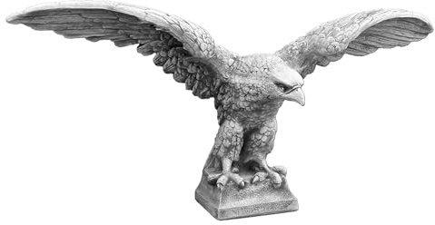 gartendekoparadies.de Adler-Statue Steinfigur, Grau, H. 83 cm, 118 kg | Frostsicher, Steinguss, Für Außenbereich
