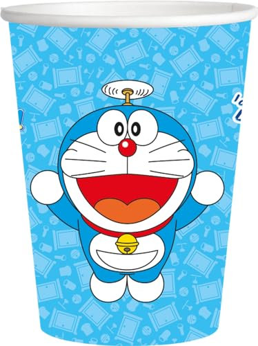 BeenSmile, VASOS DORAEMON, Vasos para Niños - Decoración Cumpleaños Infantiles - Artículos para Fiestas y Celebraciones - 8 Unidades - 250 Ml