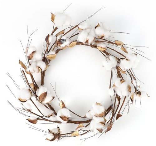YLSZHYR Ghirlanda di Testa di Cotone Rami di Cotone Secchi Bouquet di Cotone Ghirlande di Fiori Decorativi Ghirlanda di Fiori di Primavera di Benvenuto Ghirlanda Artificiale per Esterni per Porta(#1)